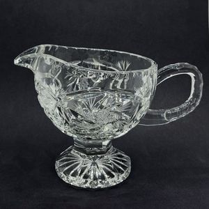 Vintage Heavy, Thick Cut Crystal Glass Footed Gravy Boat, Sauce Boat, Candy Dish